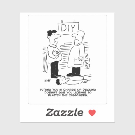 Funny Retail Store Cartoon. Sticker (Vel)