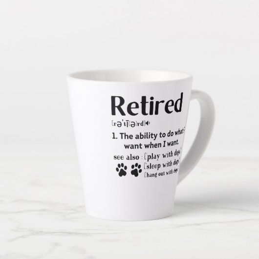 Funny Retired definition dog mom dad Paw lovers Latte Mok (Rechterhoek)