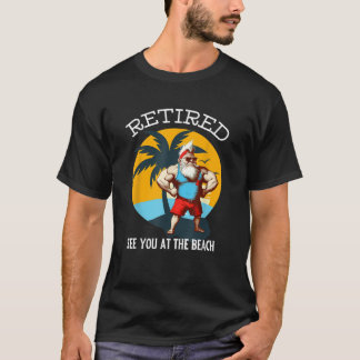 Funny Retired Gnome Retro Buff Gnome The Beach Dad T-shirt