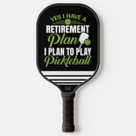 Funny Retirement Black en Green Monogram Pickleball Paddle