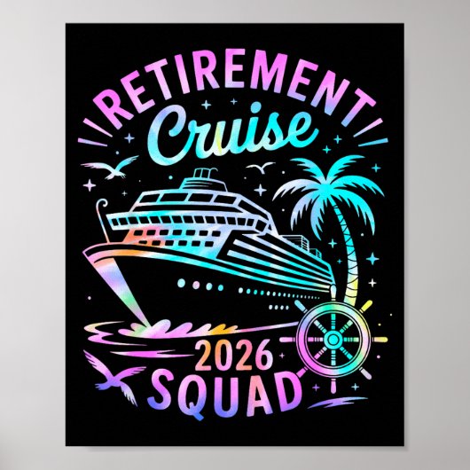 Funny Retirement Cruise 2026 Squad Tie Dye Retired Poster (Voorkant)