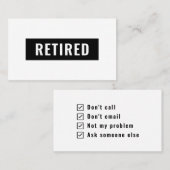 Funny Retirement Gag Joke in ruste Vraag iemand an Visitekaartje (Voorkant / Achterkant)