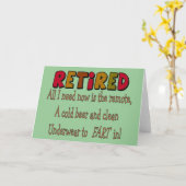 Funny Retirement Gifts "Cold Beer, Remote, Fart" Kaart (Gele Bloem)