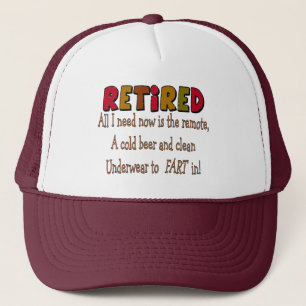 Funny Retirement Gifts "Cold Beer, Remote, Fart" Trucker Pet
