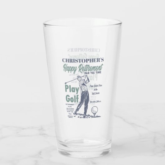 Funny Retirement Golfer Theme Retro Golf Glas (Achterkant)