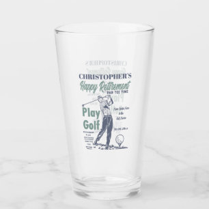 Funny Retirement Golfer Theme Retro Golf Glas