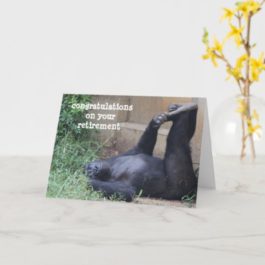 Funny Retirement, Gorilla Exercise Card Kaart (Gele Bloem)