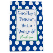 Funny Retirement Hallo Pension Quote Blue Medium Cadeauzakje (Voorkant)