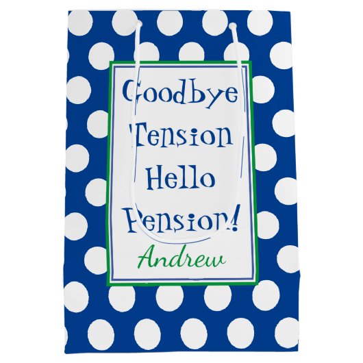 Funny Retirement Hallo Pension Quote Blue Medium Cadeauzakje (Achterkant)