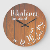 Funny Retirement Ik ben in ruste Rustic Wood Grote Klok (Voorkant)