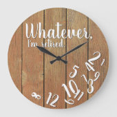 Funny Retirement Ik ben in ruste Rustic Wood Grote Klok (Voorkant)