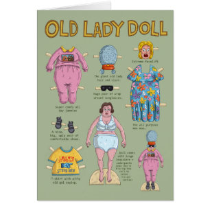FUNNY Retirement Kaart - Old Lady Paper Doll
