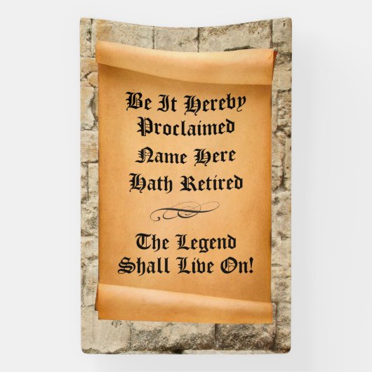 Funny Retirement met antieke rol op steen Spandoek (Verticaal)