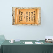 Funny Retirement met antieke rol op steen Spandoek (Beurs)