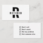 Funny Retirement Monogram in ruste Vraag iemand an Visitekaartje (Voorkant / Achterkant)