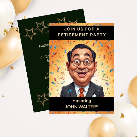 Funny Retirement Party Caricature Business Man Kaart