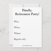 Funny Retirement Party Invitation Kaart (Achterkant)
