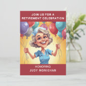 Funny Retirement Party Nurse Caricature Kaart (Staand voorkant)