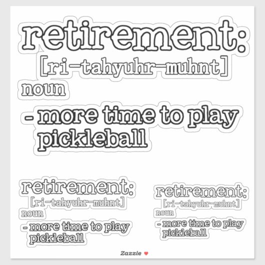 Funny Retirement Pickleball Definition Sticker (Vel)