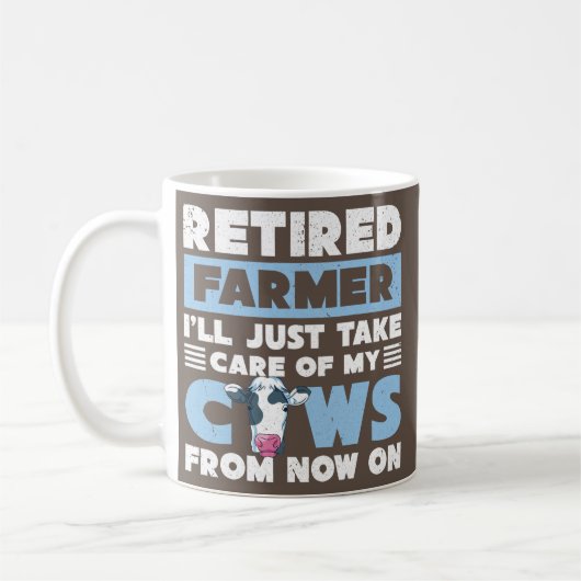 Funny Retirement Plan Cow Retired Farmer Farm Koffiemok (Links)