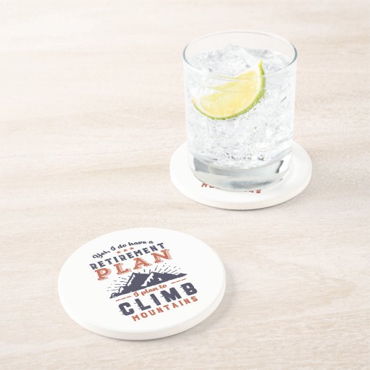 Funny Retirement Plan Mountain Zandsteen Onderzetter (Zijkant)