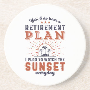 Funny Retirement Plan Zandsteen Onderzetter