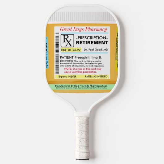Funny Retirement RX Pickleball Pickleball Paddle (Voorkant)