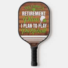 Funny Retirement Wood en Green Monogram Pickleball Paddle
