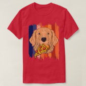 Funny Retriever Dog Face With Pizza Golden Retriev T-shirt (Design voorkant)