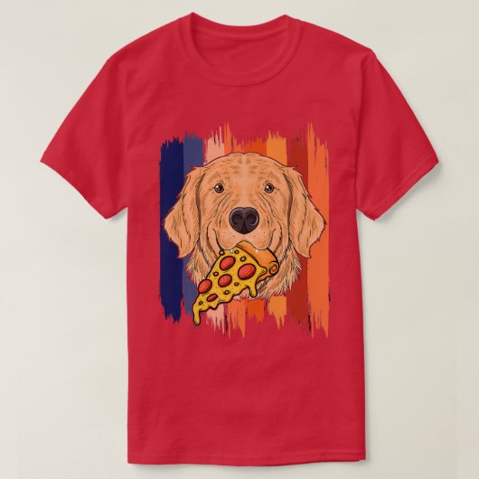 Funny Retriever Dog Face With Pizza Golden Retriev T-shirt (Design voorkant)