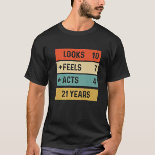 Funny Retro 21st Birthday 21 jaar oud geboren in 2 T-shirt