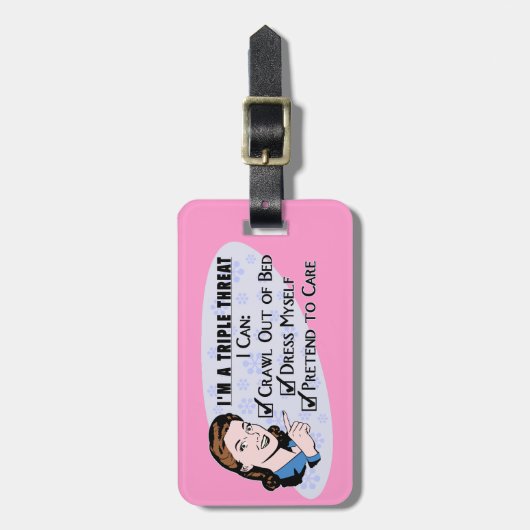 Funny Retro 50's Sarcastische vrouw: Triple Threat Bagagelabel (Voorkant verticaal)
