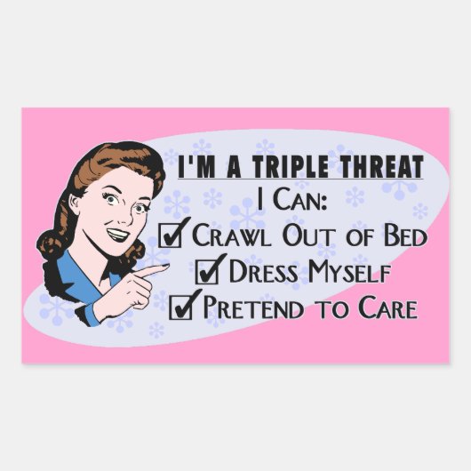 Funny Retro 50's Sarcastische vrouw: Triple Threat Rechthoekige Sticker (Voorkant)