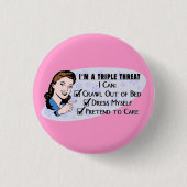 Funny Retro 50's Sarcastische vrouw: Triple Threat Ronde Button 3,2 Cm (Voorkant)
