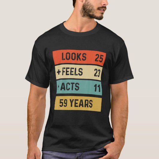 Funny Retro 59Th Birthday 59 Years Old Born In 196 T-shirt (Voorkant)