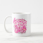 Funny Retro 6 7 Valentine Love Hearts Playing Card Koffiemok (Links)