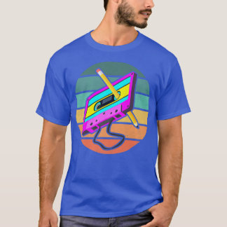 Funny Retro 80s Cassettebandje Potcil Throwback Mu T-shirt