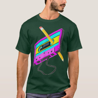 Funny Retro 80s Cassettebandje Potcil Throwback Mu T-shirt
