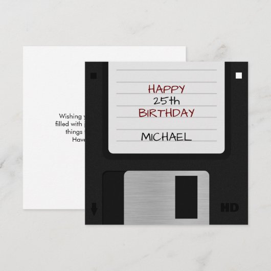 Funny Retro 80s Floppy Disc Verjaardag Kaart (Voorkant / Achterkant)