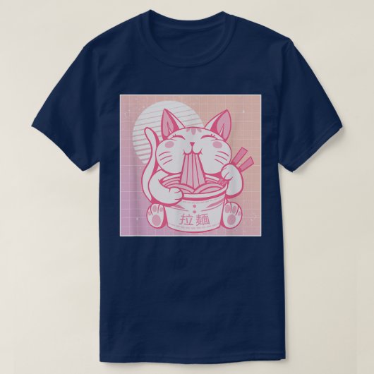 Funny Retro 90s Asian Kawaii Ramen Cat Kat Nood T-shirt (Design voorkant)