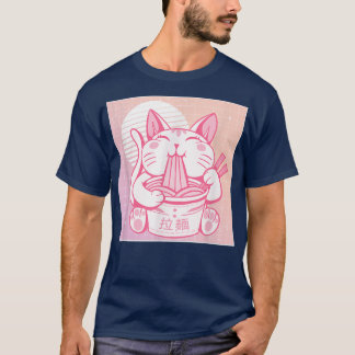 Funny Retro 90s Asian Kawaii Ramen Cat Kat Nood T-shirt