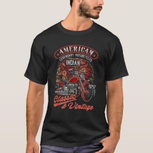 Funny Retro Amerikaanse Motorfiel Indiaan voor T-shirt