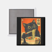 Funny Retro Anime Cat Ramen Japanese Cat Graphic A Magneet (Voorkant / Achterkant)