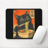 Funny Retro Anime Cat Ramen Japanese Cat Graphic A Muismat (Met muis)