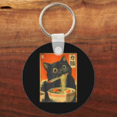 Funny Retro Anime Cat Ramen Japanese Cat Graphic A Sleutelhanger (Voorkant)