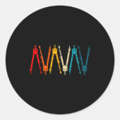 Funny Retro Architect Comp Rainbow Design  Ronde Sticker (Voorkant)