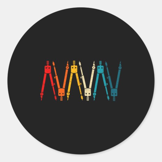 Funny Retro Architect Comp Rainbow Design  Ronde Sticker (Voorkant)