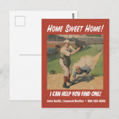Funny Retro Baseball Realtor Marketing Briefkaart (Voorkant / Achterkant)
