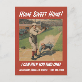 Funny Retro Baseball Realtor Marketing Briefkaart