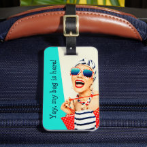 Funny Retro Beach Lady Traveler